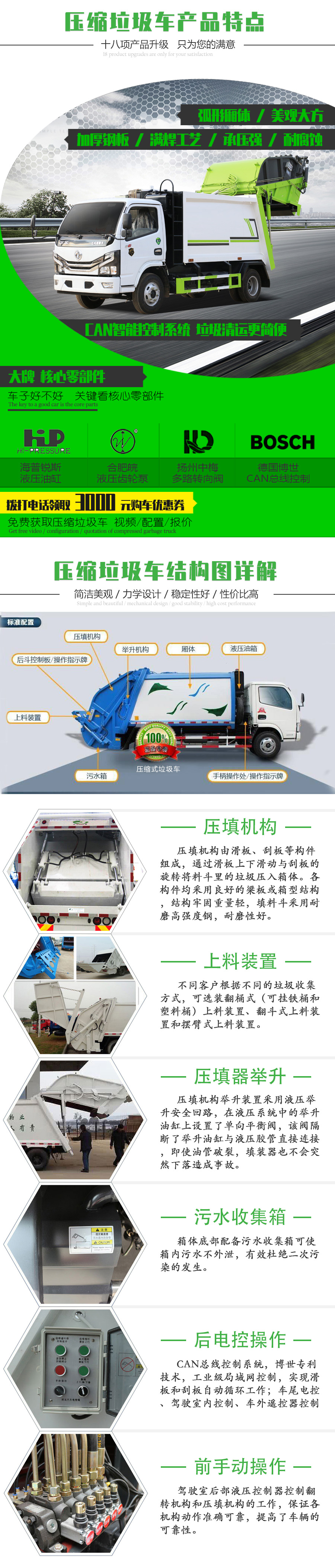 福田牌 國(guó)六 0.8噸自裝卸式垃圾車